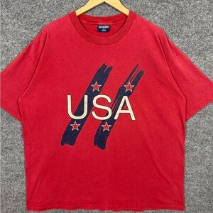 Vintage USA Spell Out T Shirt America Van Heusen XL 90s